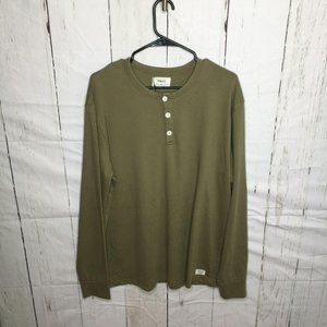 Pandco Mens Henley LS Tee Shirt Olive Green L NWT